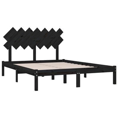 vidaXL Cadru de pat, negru, 140x200 cm, lemn masiv