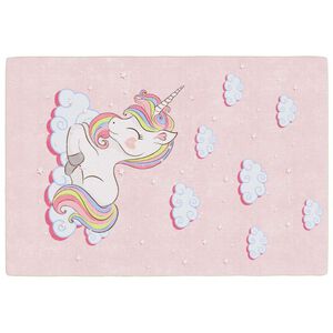 vidaXL Covor copii, roz unicorn, 160x230 cm, lavabil