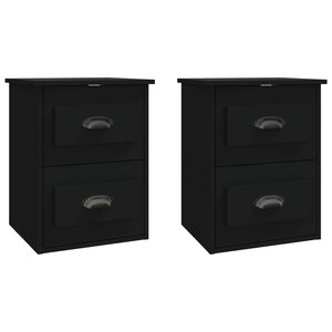 vidaXL Noptiere de perete, 2 buc., negru, 41,5x36x53cm