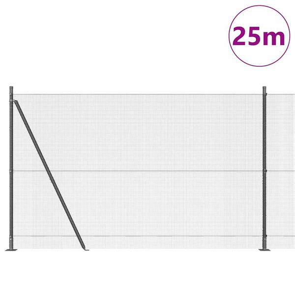 vidaXL St&acirc;lp de gard. Gri 25 x 1,4 m (plasă 12 x 12 mm) Oțel și PVC