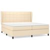 vidaXL Pat box spring cu saltea, crem, 200x200 cm, textil