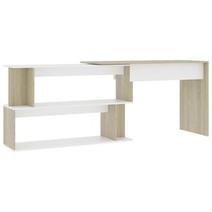 vidaXL Birou de colț, alb/stejar Sonoma, 200x50x76 cm, lemn prelucrat