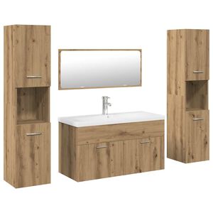 vidaXL Set mobilier de baie, 5 piese, stejar artizanal, lemn prelucrat