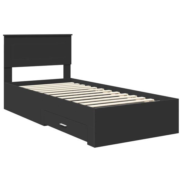 vidaXL Cadru de pat Negru și argintiu 75 x 190 cm Lemn compozit