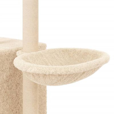 vidaXL Ansamblu de pisici cu stâlpi din funie de sisal, crem, 145 cm