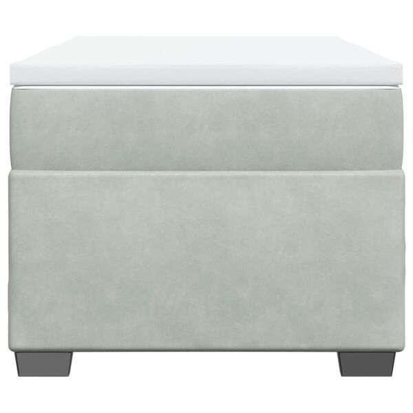 vidaXL Pat box spring cu saltea, gri deschis, 90x190 cm, catifea