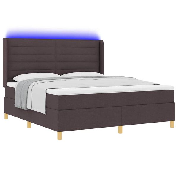 vidaXL Pat cu arcuri cu saltea cu headboard Maro 140 x 200 cm țesătură