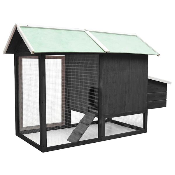 vidaXL Coteț de păsări, gri, 170 x 81 x 110 cm, lemn masiv pin & brad