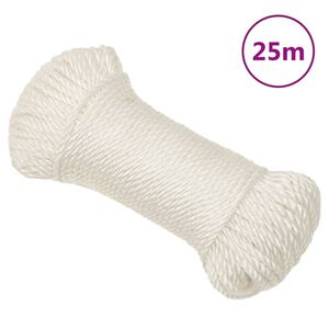 vidaXL Fr&acirc;nghie de lucru, Alb, 3 mm, 25 m, polipropilenă