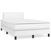 vidaXL Pat box spring cu saltea, alb, 120x200 cm, piele ecologică