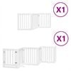 vidaXL Poartă c&acirc;ini pliabilă cu ușă, 9 panouri, alb, 450 cm, lemn plop