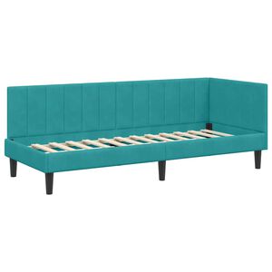 vidaXL Cadru de pat colțar cu headboard Turcoaz 80 x 200 cm Catifea