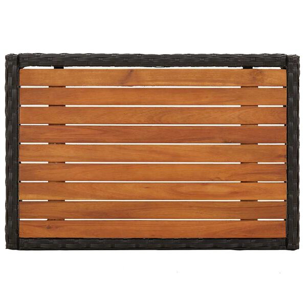 vidaXL Scaune rabatabile de grădină, 2 buc., cu masă, negru, poliratan