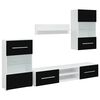 vidaXL Set mobilier comodă TV de perete, 5 piese, iluminare LED, negru