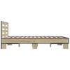 vidaXL Cadru de pat, stejar sonoma, 135x190cm, lemn prelucrat și metal