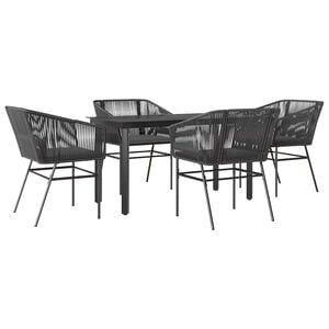 vidaXL Set de sufragerie de grădină 5 piese neagră Sticlă Poly Rattan