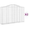 vidaXL Coșuri gabion arcuite 2 buc, 200x30x120/140 cm, fier galvanizat