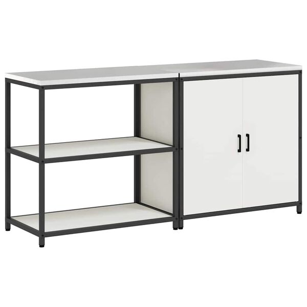 vidaXL Set de depozitare pentru bucătărie cu raft cu ușă 2 pcs Alb