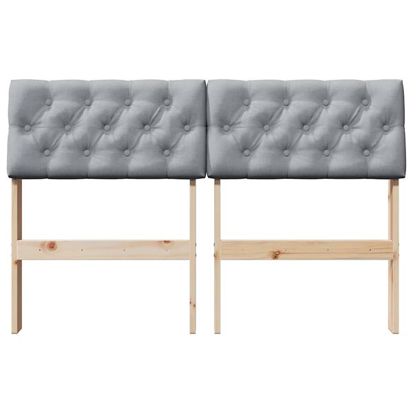 vidaXL Tăblie tapițată Gri deschis 120 cm Lemn de pin masiv