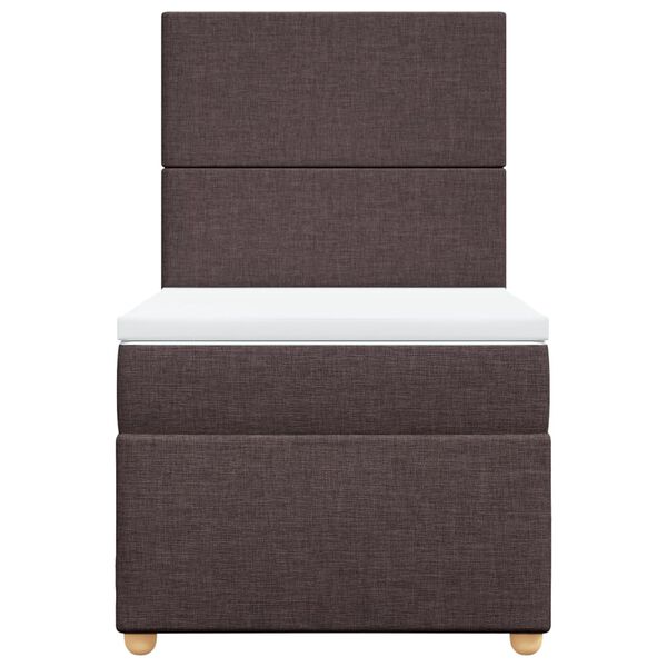 vidaXL Pat box spring cu saltea, maro &icirc;nchis, 80x200 cm, textil