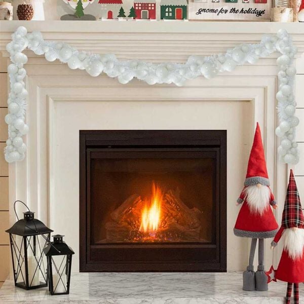 vidaXL Ghirlandă cu Bile de Crăciun Alb 186 cm Polistiren