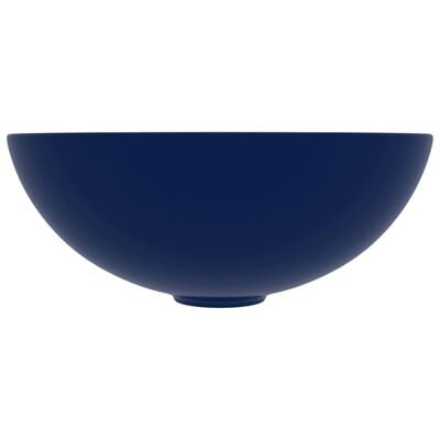 vidaXL Chiuvetă de baie, albastru închis, ceramică, rotund
