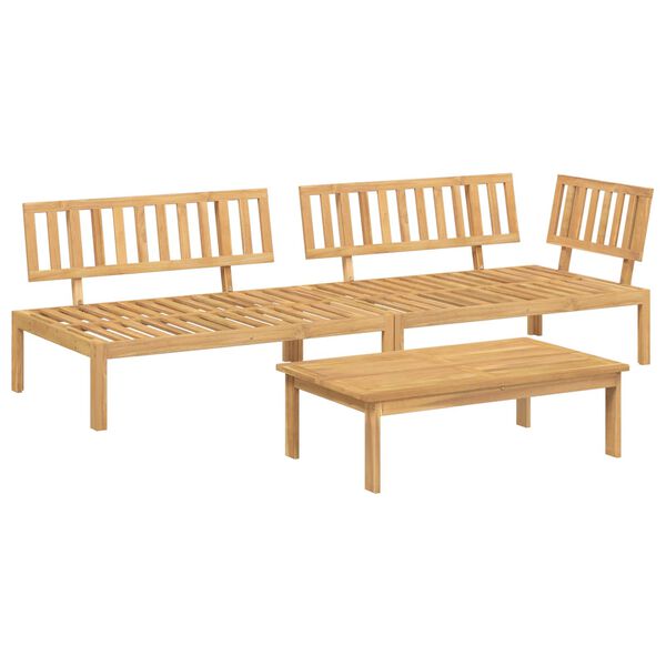 vidaXL Set de canapea cu pernă Simplu 3 pcs Bej Lemn Solid de Acacia