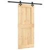 vidaXL Ușă glisantă Natural și Negru 85 x 210 cm Lemn de Pin Solid