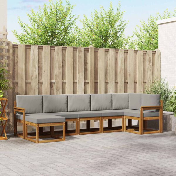 vidaXL Set de canapele de exterior 7 pcs Gri natural și deschis