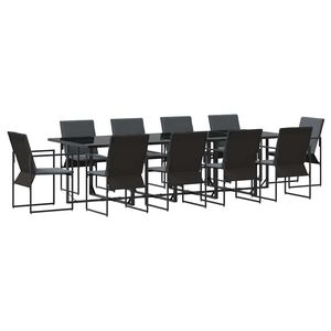 vidaXL Set de masă pentru grădină 11 pcs Negru Oțel