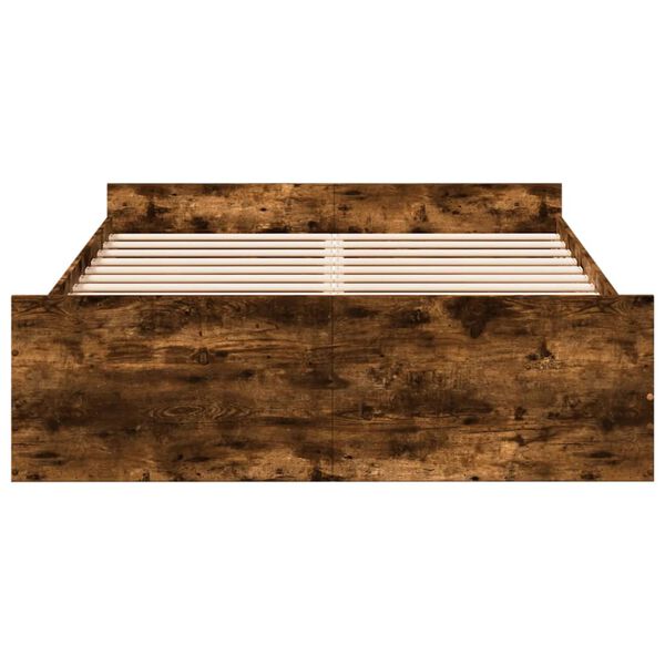 vidaXL Cadru pat cu sertare stejar fumuriu 140x190 cm lemn prelucrat