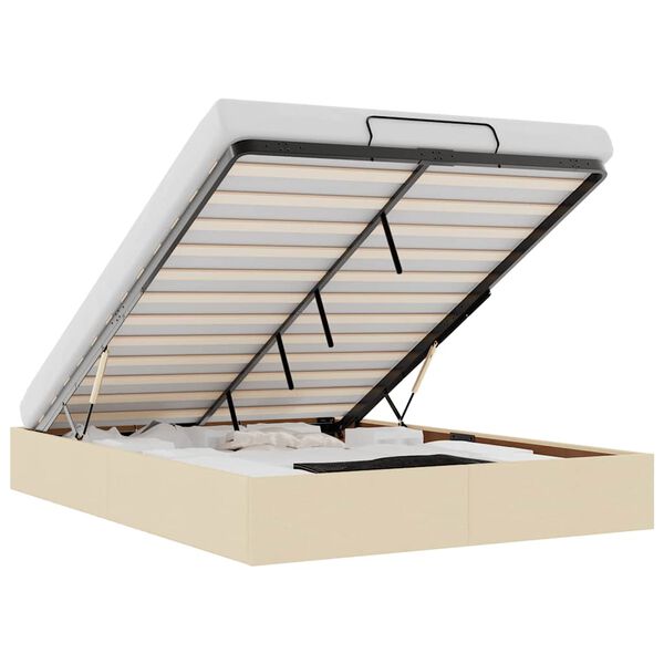 vidaXL Cadru pat otoman fără saltea cremă 140x200 cm țesătură