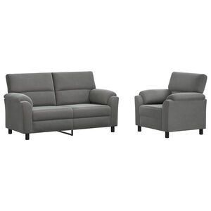 vidaXL Set de canapea 2 pcs Gri &icirc;nchis Catifea
