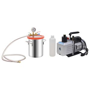 vidaXL Cameră de vid cu pompă &icirc;n 2 trepte, 5,5 L
