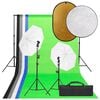 vidaXL Set studio foto cu lumină, fundal și reflector