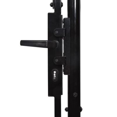 vidaXL Poartă de gard cu ușă dublă, vârf ascuțit, negru, 3x2 m, oțel