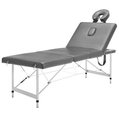 vidaXL Masă de masaj cu 4 zone, cadru aluminiu, antracit, 186 x 68 cm