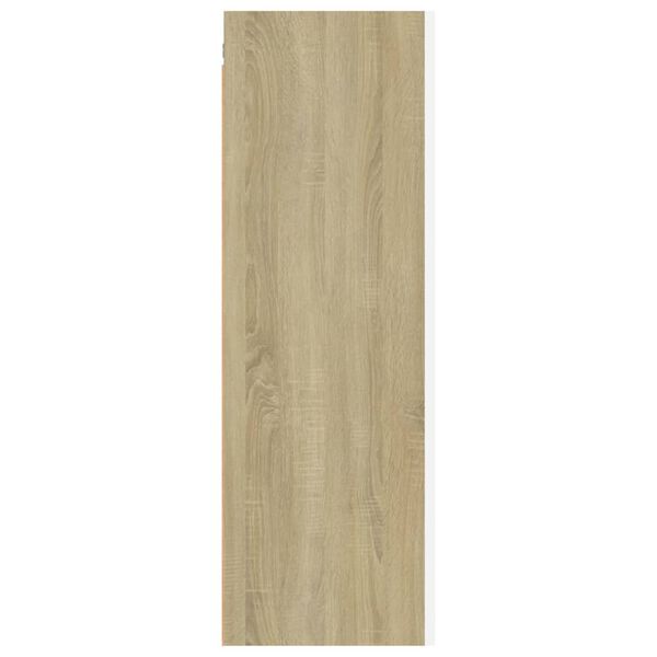 vidaXL Comodă TV, alb și stejar Sonoma, 30,5x30x90 cm, lemn prelucrat