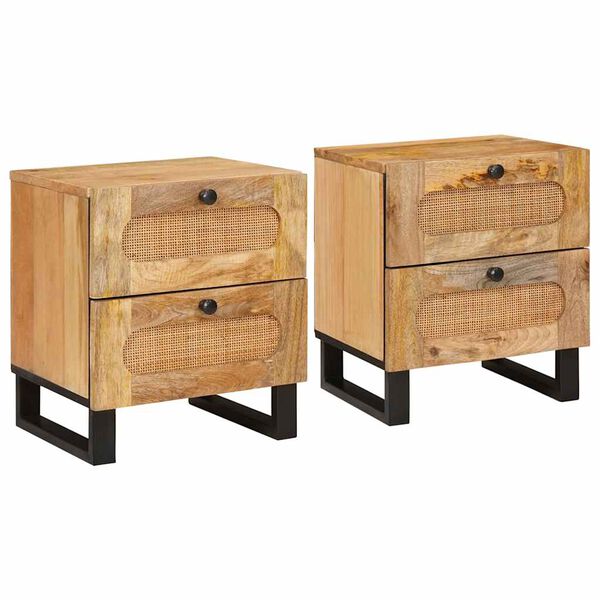 vidaXL Dulap de noapte cu sertar 2 pcs natural 40 x 33 x 46 cm