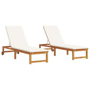 vidaXL Șezlong 2 buc. Lemn Solid de Acacia Maro