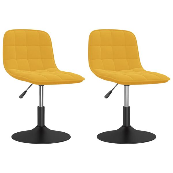 vidaXL Scaune de bucătărie pivotante, 2 buc., galben muștar, catifea