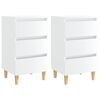 vidaXL Noptiere & picioare lemn, 2 buc., alb extralucios, 40x35x69 cm