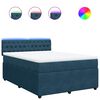 vidaXL Pat box spring cu saltea, albastru, 160x200 cm, catifea