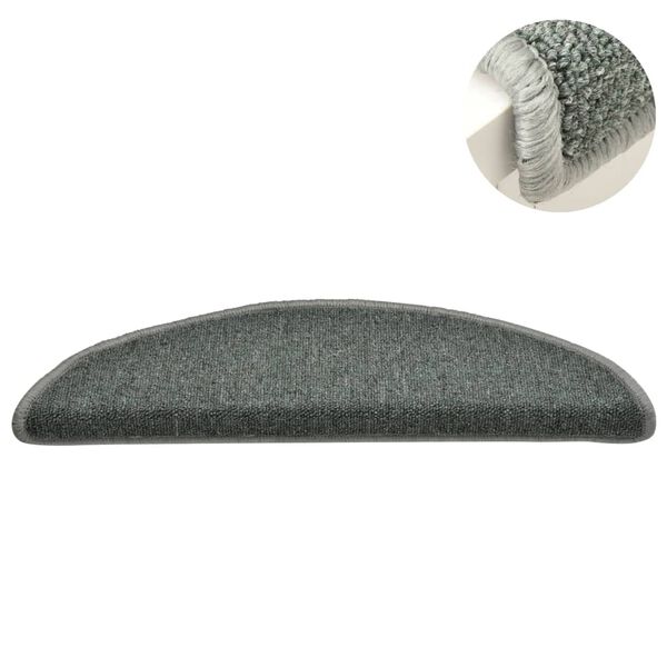 vidaXL Covorașe pentru scări, 15 buc., 56x17x3 cm, verde închis, semirotunde