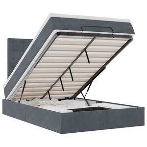 vidaXL Cadru de pat otoman cu saltele Gri &icirc;nchis 120x200cm catifea