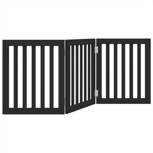 vidaXL Poartă pentru c&acirc;ini pliabilă 3 panouri negru, 150 cm, lemn plop
