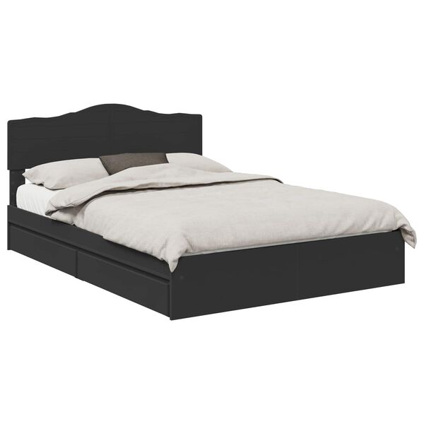 vidaXL Pat cu storage cu headboard Negru 140 x 190 cm Lemn compozit