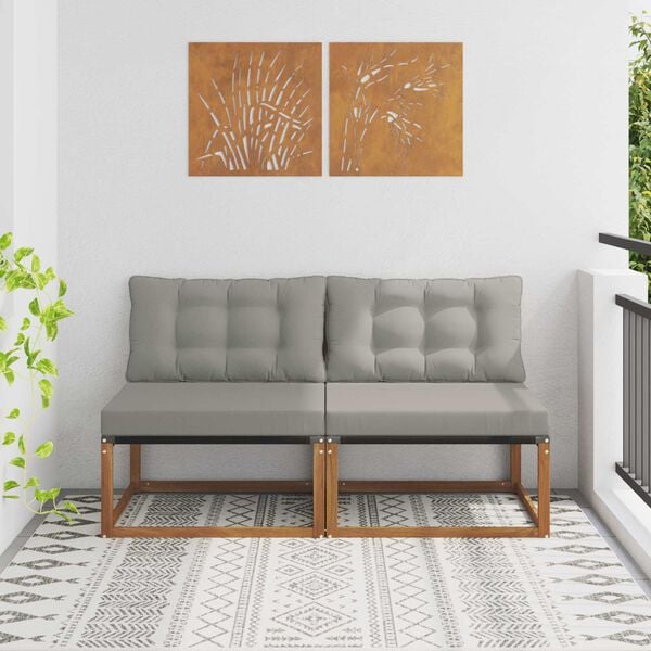 vidaXL 2 Bucată Canapea Medie pentru Exterior Lemn Solid de Acacia