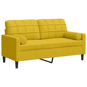 vidaXL Canapea cu 2 locuri cu pernuțe, galben, 140 cm, catifea