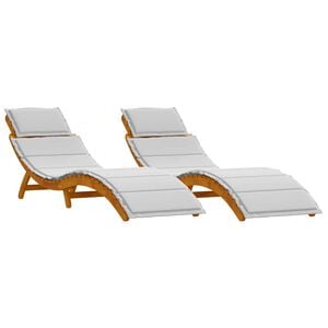 vidaXL Șezlong 2 buc. Lemn Solid de Acacia Gri deschis
